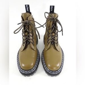 Proenza Schouler Olive Green Leather Ankle Combat Boot